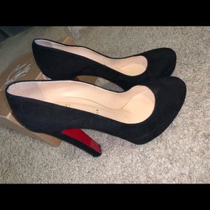 Christian Louboutin black suede platform bibi heel